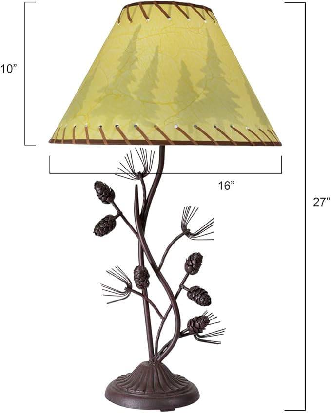 BLACK FOREST DECOR - Metal Pinecone Table Lamp - Farmhouse Lamp for Living Room, Bedroom, Cabin - 26.5" x 8.75" x 6.5" - Bloomnest