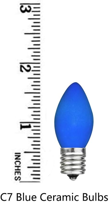 GOOTHY 25 Pack C7 Blue Christmas Replacement Light Bulbs, C7 Blue Incandescent Light Bulbs for Christmas Outdoor Patio Indoor String Lights, C7/E12 Candelabra Base Night Light Bulbs, 5 Watt 120 Volt - Bloomnest