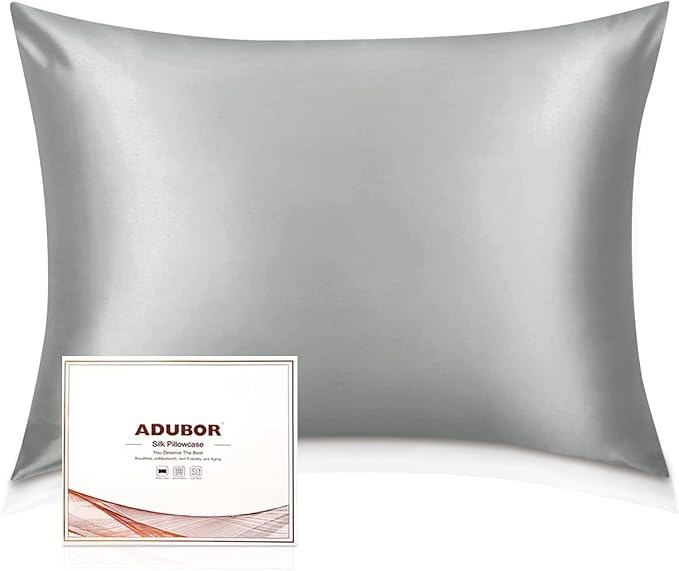 Adubor 100% Silk Pillowcase - Mulberry Silk Pillow Cases, 23 Momme 6A Grade Fibers, Silk Pillow Case for Hair and Skin Health, with Hidden Zipper (Queen 20''x30'', Dark Gray, 1PC) - Bloomnest