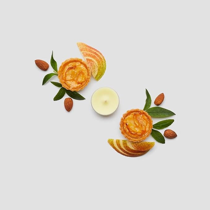 PartyLite Set of 12 Tea Lights Candles, Sweet Baked Pears and Ground Almonds Scent, Aromatherapy Scented Candles Gift Set, Up to 4 to 6 Hours Burn Time - Bloomnest