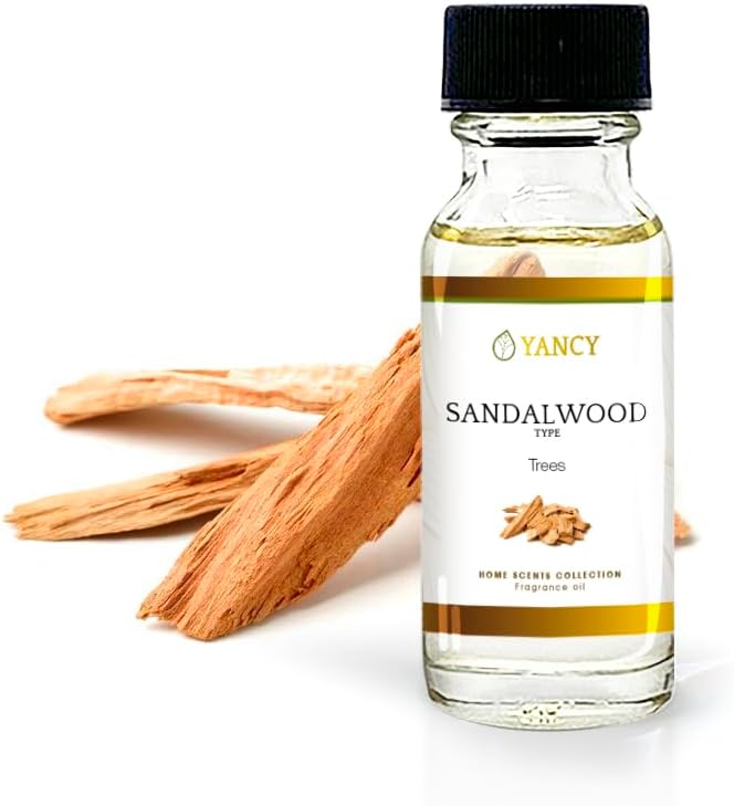 YANCY Sandalwood Luxury Collection Fragrance Oil (1/2 oz), Smooth Woody Scent, Ideal for Diffusers, Oil Burners & Aroma Lamps, Calming Fragrance for a Centered Space YancySpa