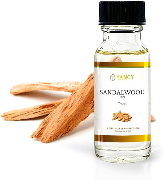 YANCY Sandalwood Luxury Collection Fragrance Oil (1/2 oz), Smooth Woody Scent, Ideal for Diffusers, Oil Burners & Aroma Lamps, Calming Fragrance for a Centered Space YancySpa