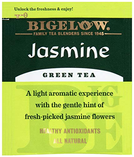 Bigelow Green Tea with Jasmine 28-Count Boxes (Pack of 6) Premium Bagged Jasmine Scented Green Tea Antioxidant-Rich All Natural Medium-Caffeine Tea in Individual Foil-Wrapped Bags - Bloomnest