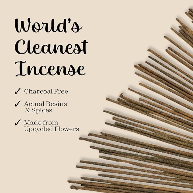 Sandalwood Amber Incense Sticks Resin - (40+ Sticks, 9 Inch) Thick Natural Amber Incense Sticks Made from Resins, Clean Charcoal Free | Warm Resinous - Sweet Aroma to Balance Energy & Cleanse Home - Bloomnest