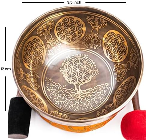 Large Tibetan Singing Bowl Set - 9" Master Healing Grade For Sound Bath Chakra 7 Metal Meditation Yoga By Himalayan Bazaar HimalayanBazaar
