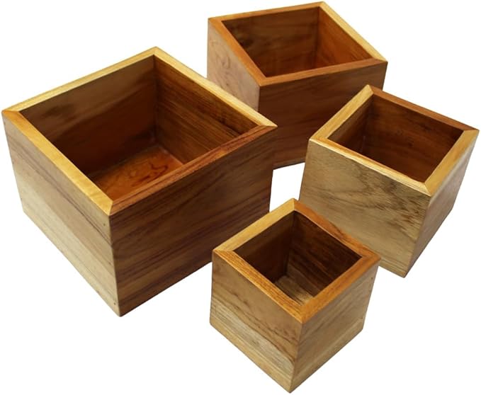 EcoDecors 29 Inch Bath Tub Tray Wood and Eleganto 4 Piece Teak Bathroom Nesting Amenities Set Bundle - Bloomnest