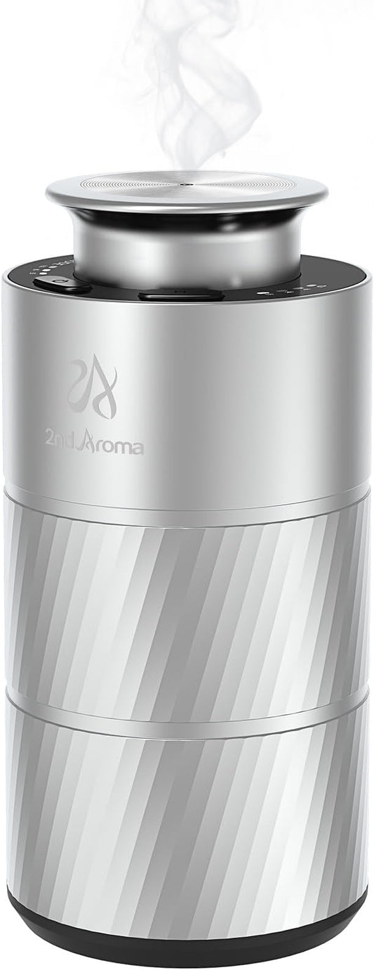 Car Essential Oil Diffuser, Waterless Aluminum Aroma Car Diffuser, 20ml Portable USB Type-C Rechargeable Wireless 1/2/4H Timer Long Lasting Freshener for Traveling Camping Working - Bloomnest