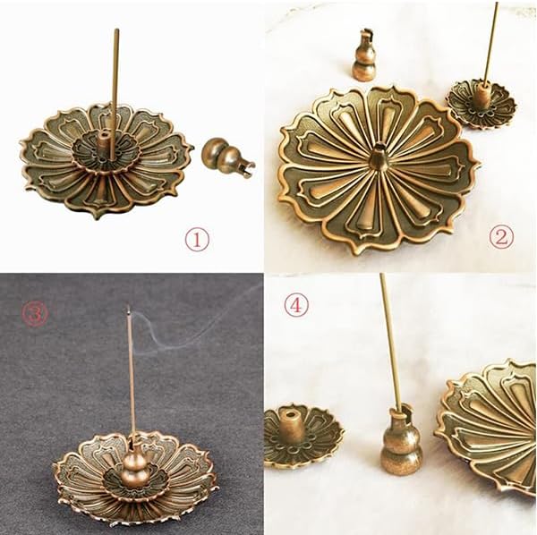 Incense Holder with Incense Stick Tray,Multi-Functional Incense Burner and Stick Holder Combo (1, Bronzy)