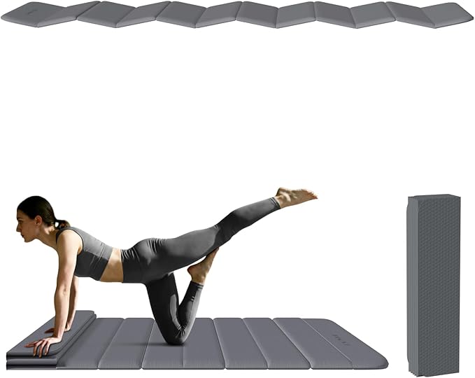 Extra Thick Foldable Yoga Mat-0.4" (10mm), SGS Certified TPE, Non-Slip & No Smell, 12-Fold Design for Ultra Portability And Easy Storage | for Yoga, Gym, Pilates, and Home Workouts, 76" x 26" - Bloomnest