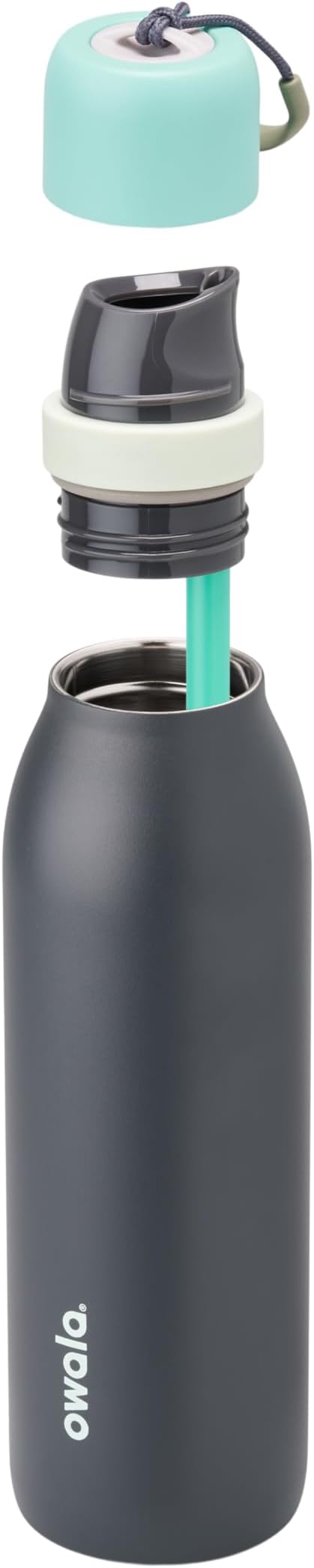Owala FreeSip Twist Insulated Stainless Steel Water Bottle with Straw for Sports and Travel, BPA-Free, 18-oz, Blue/Grey (Foggy Tide) Owala