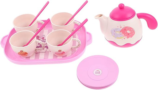 Pretend Play Tea Set for Food-Grade Plastic Teapot and Dishes Realistic Design for Imaginative Afternoon Tea Lightweight and Safe Dinnerware