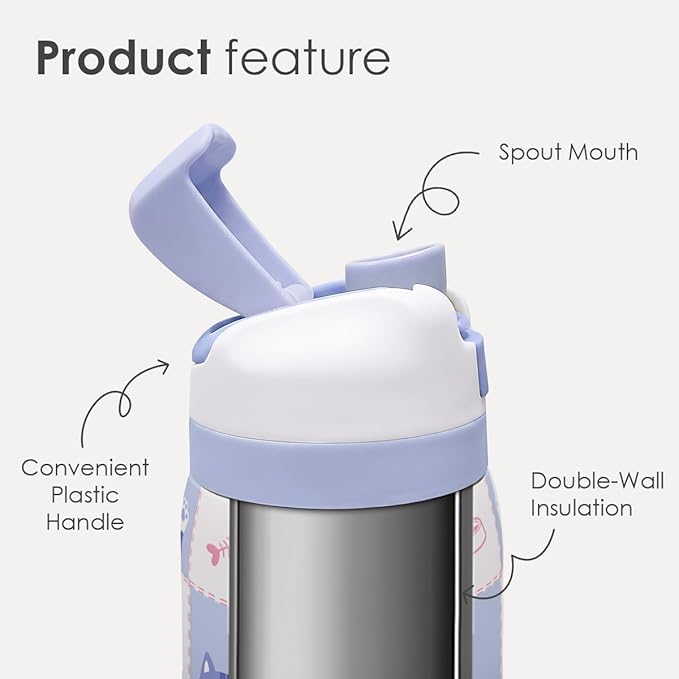 Gift for Cat Lover Stainless Steel Water Bottle, Vacuum Insulated, Push-Button Lid, 32 oz for Cat Mom Women Girls Friends Teens Birthday Christmas SANDJEST