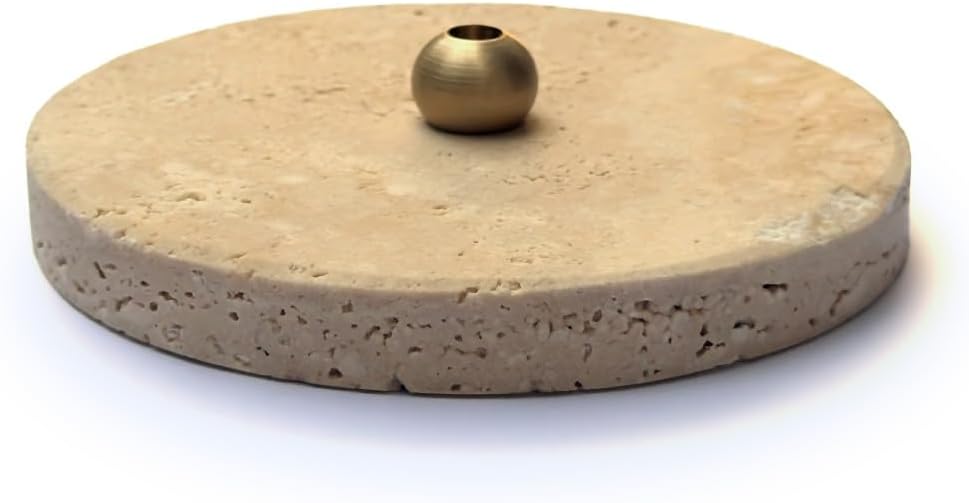 Travertine Stick Incense Holder – Natural Stone Base with Solid Brass Stand – Elegant Aromatherapy Burner for Meditation, Yoga & Home Decor - Bloomnest