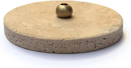 Travertine Stick Incense Holder – Natural Stone Base with Solid Brass Stand – Elegant Aromatherapy Burner for Meditation, Yoga & Home Decor - Bloomnest