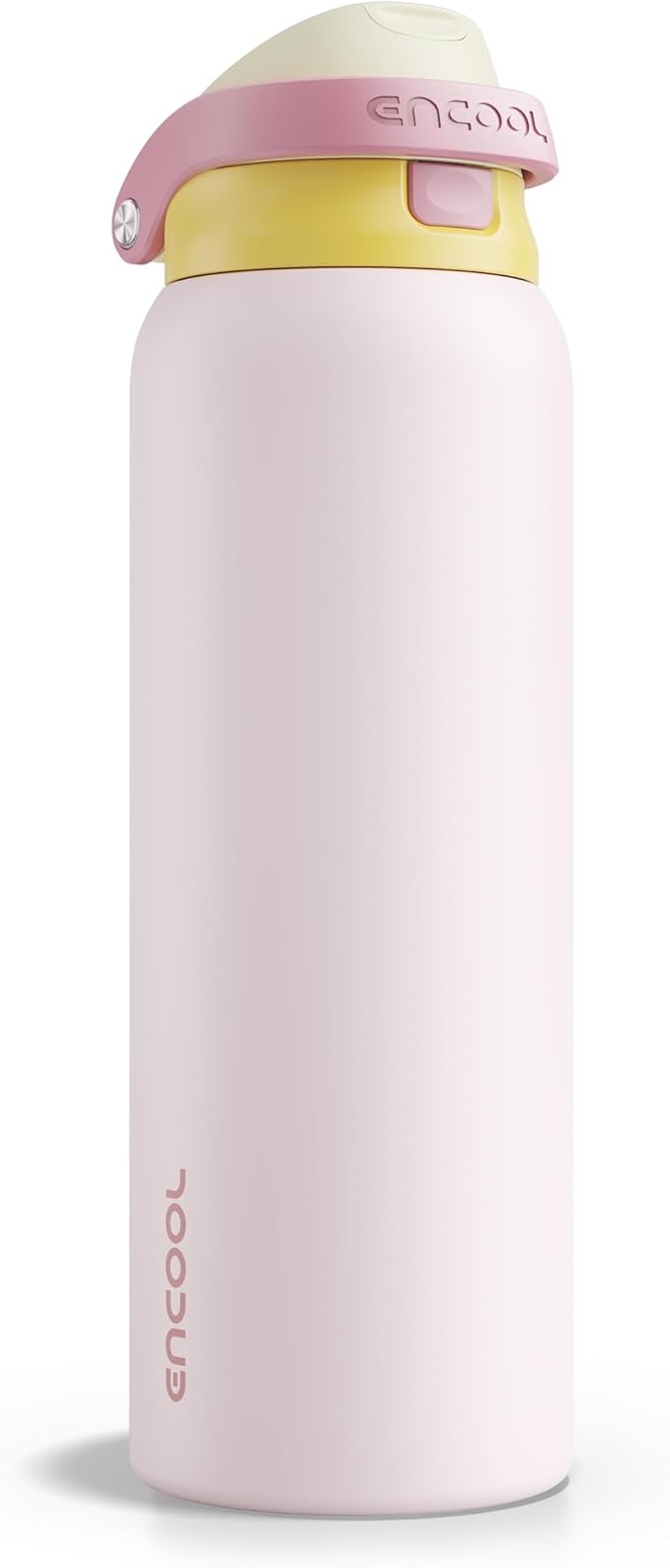 ENCOOL Leakproof Insulated Water Bottle with Straw Dual-Sip Water Bottle Bag-Safe Design for Work, Commute & Gym – Keeps Drinks Cold All Day, 40 oz, Blush Pink ENCOOL