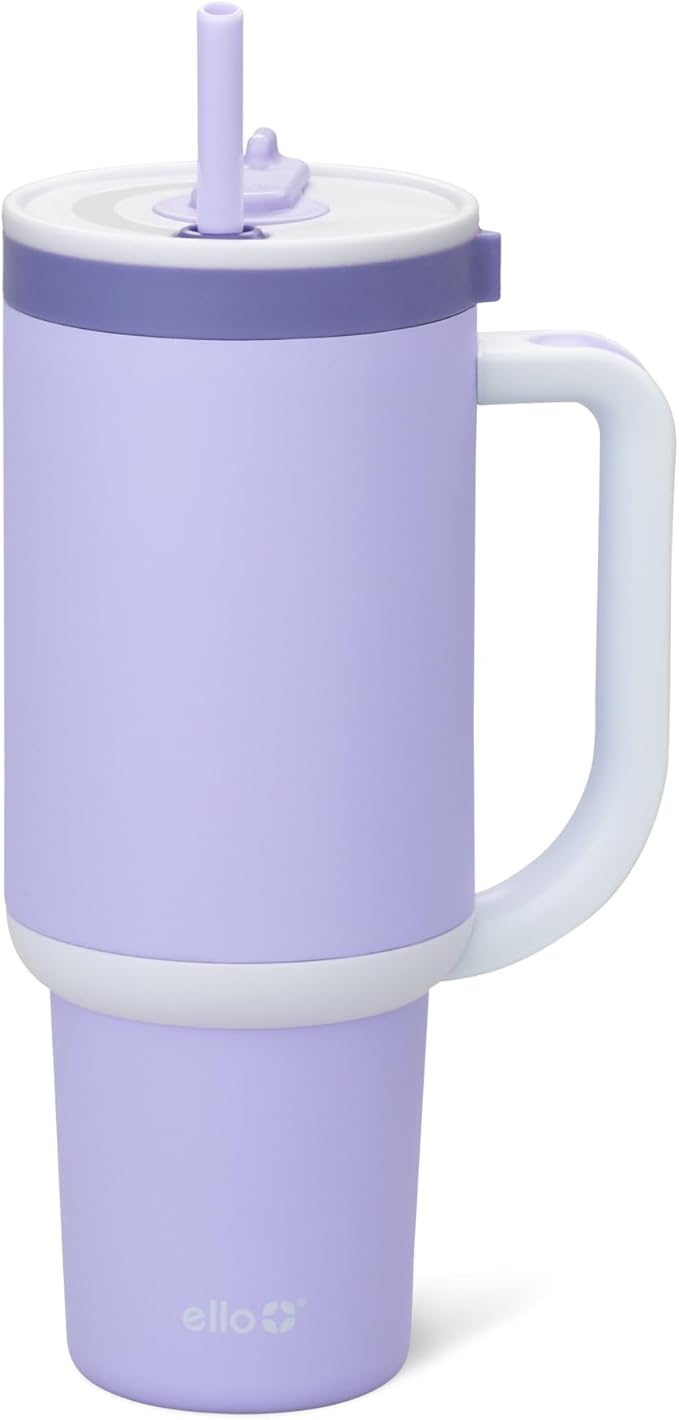 Ello Oasis 40 oz Tumbler with Handle & Retracting Straw | Reusable Insulated Stainless Steel Cup 100% Leakproof, Gifts for Teens Women Men | Keeps cold for 20 Hours, Cup Holder Friendly, Twilight - Bloomnest