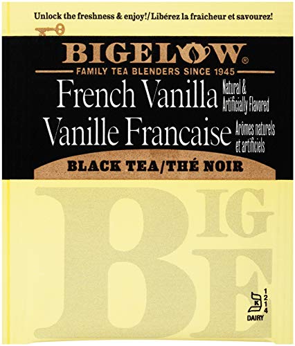 Bigelow French Vanilla Tea 28-Count Boxes (Pack of 6) Premium Black Tea Flavored with Vanilla Antioxidant-Rich Gluten-Free Full-Caffeine Tea in Foil-Wrapped Bags - Bloomnest