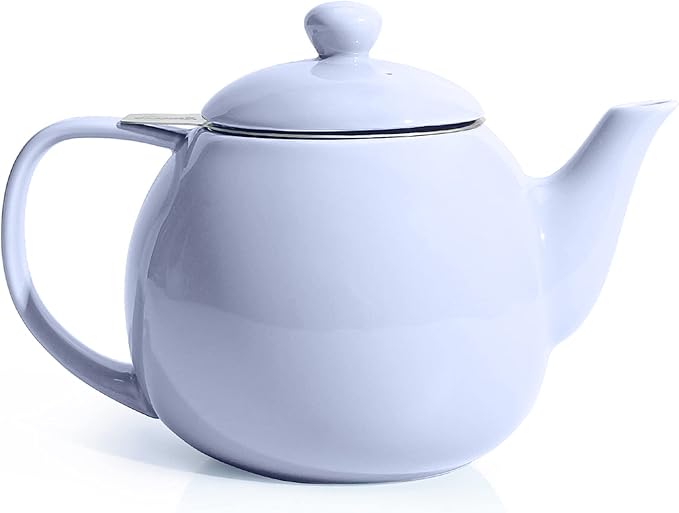 Sweese Teapot, Porcelain Tea Pot with Stainless Steel Infuser, Blooming & Loose Leaf Teapot - 27ounce, Lilac - Bloomnest