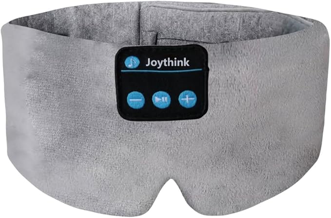 Joythink Sleep Headphones Wireless Eye Mask Kids Children Silk Wireless Headband Headphones for Sleeping with Adjustable Speaker Wireless Earbuds Side Sleeper Travel Meditation Music Mask Grey - Bloomnest