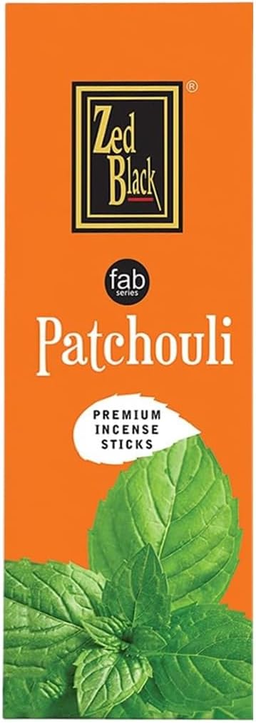 ZED BLACK Patchouli Natural Incense Sticks, 20 Sticks per Box, 6 Boxes (Total 120 Sticks), for Home and Workplace Use.