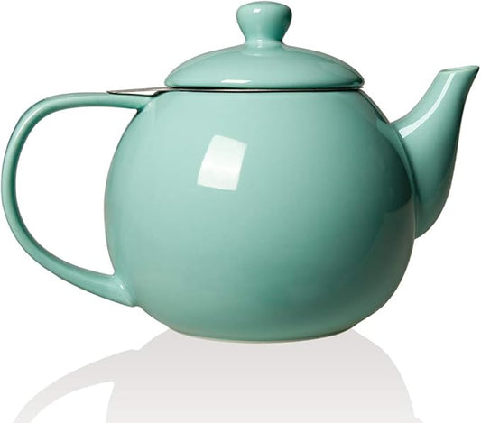 Sweejar Porcelain Teapot with Removable Stainless Steel Infuser,Microwave & Dishwasher Safe Tea Pots for Loose Tea,Tea Infuser Pots for Chrismas Women Gift (30oz Turquoise) - Bloomnest