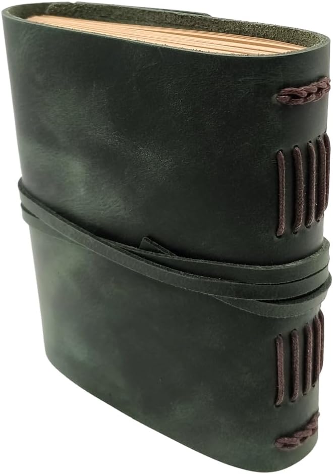 Green Notebook Journal - Nice Genuine Leather Journaling for write A5 Size Diary 6.2x8.5 Inch,Notepad For Women,Man,Vintage,Gifts,Work,Traveler,Personal, Dark Green - Bloomnest