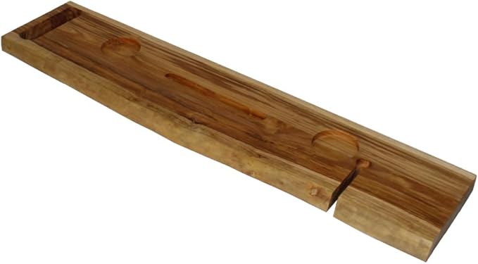 EcoDecors Eleganto 36" Live Edge Solid Teak Bath Caddy Tray with Handle, Book & Tablet Holder, Wine Glass Holders, Luxury Bathtub Tray - Bloomnest