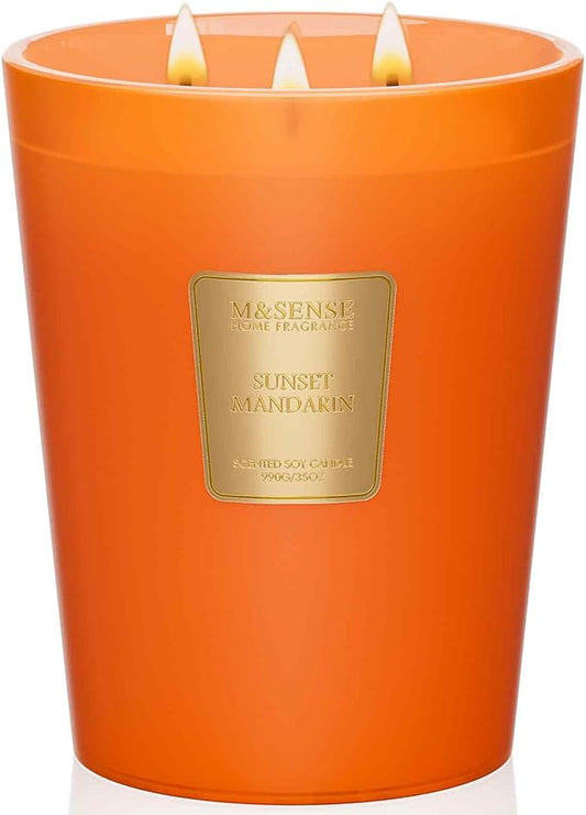 M&SENSE Sunset Mandarin Scented 35oz 150H Burn Time, 3-Wick Natural Aromatherapy Candle Highly Scented Long Lasting, Home Fragrance Housewarming Gifts New Home Gift Ideas - Bloomnest