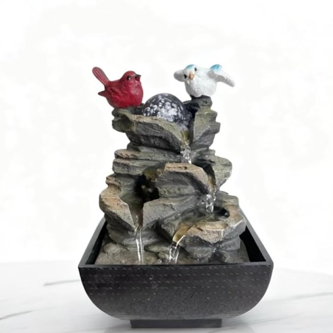 Indoor Water Fountain, Small Water Fountain Indoor, Indoor Water Feature with Desk Waterfall, Zen Table Top Fountains for Home Office Desk Decor, Mini Tabletop Fountains - Bloomnest