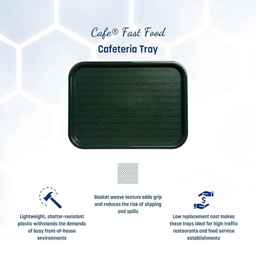 Carlisle FoodService Products CT121608 Cafe Standard Plastic Cafeteria/Fast Food Tray, NSF Certified, BPA Free, 16" Length x 12" Width, Forest Green (Pack of 24) - Bloomnest