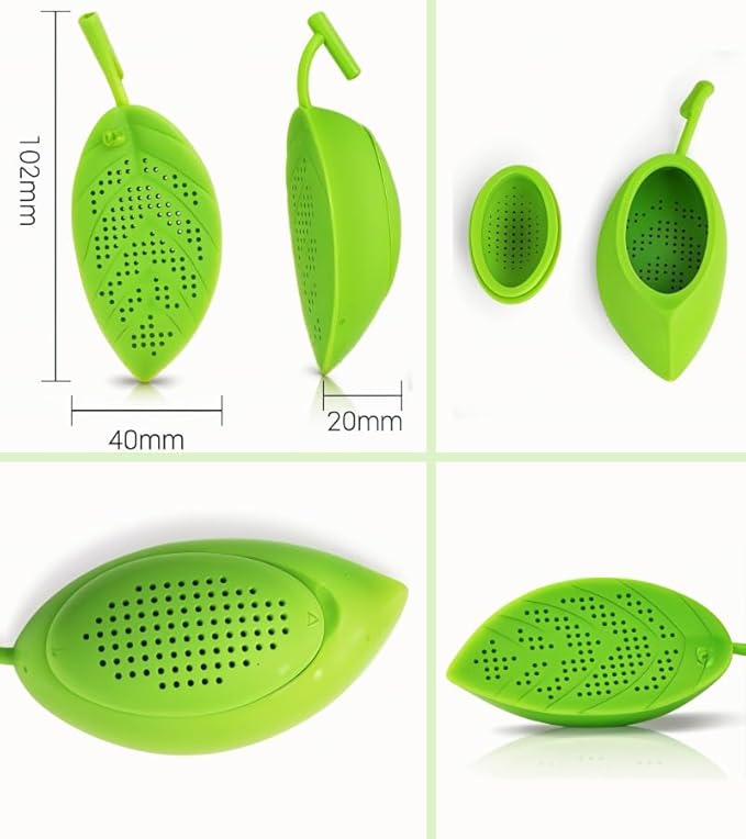 Cute Tea Infuser Silicone Tea Strainer Filters, Fine Mesh with Built-in Plunger Reusable Two Sides Strainers for Loose Tea/Tea Bag/Herbal/Spice Portable Teaware Accessories, Green-1 Pack - Bloomnest