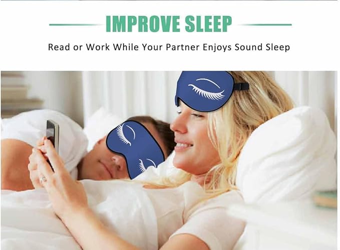 Blue Eyelashes Sleep Eye Mask Closed Eyes with Eyelashes Women Eyes Simple Men Women Sleep Mask with Adjustable Strap Eye Cover Eye Shade for Travel, Nap,Meditation - Bloomnest