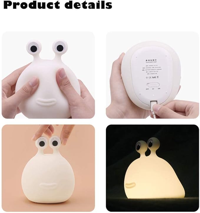 Slug Night Light,Silicone lamp for Kids,USB Rechargeable Cute Animal Lamps Timer Setting Safe Bedside Lamp Portable LED Lamps for Breastfeeding Dorm Room Decor for Christmas Gift - Bloomnest