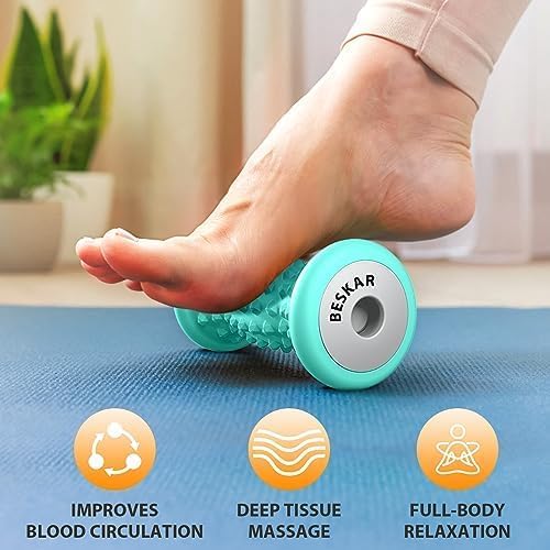 BESKAR Foot Massage Roller for Plantar Fasciitis Relief, Portable Foot Roller to Deep Tissue Muscle Massage, Foot Arch and Heel Pain, Foot Trigger Point Therapy Reflexology Tool, Green - Bloomnest