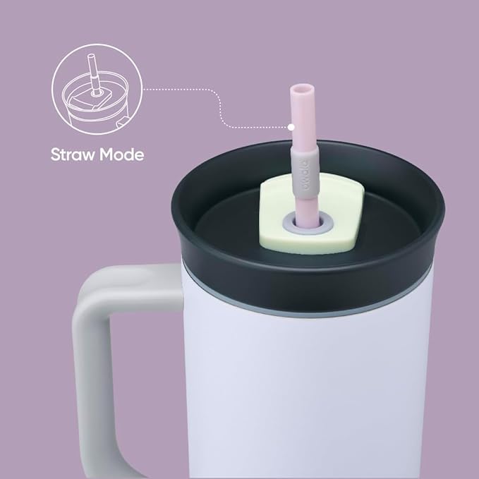 Owala Stainless Steel Triple Layer Insulated Travel Tumbler with Spill Resistant Lid, Straw, and Carry Handle, BPA Free, 40 oz, Purple (Bunny Hop) - Bloomnest
