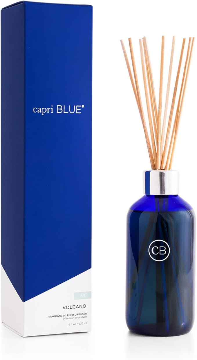 Capri Blue Volcano Reed Diffuser Set - Includes Reed Diffuser Sticks, Fragrance Oil, and Glass Bottle - Luxury Scented Room Fresheners - Cobalt Blue (8 fl oz) - Bloomnest