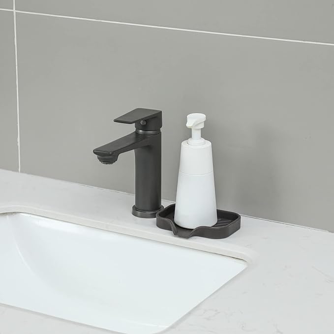 Silicone Bathroom Soap Dishes with Drain Spout-Bathroom and Kitchen Sink Organizer,Sponge Holder,Dish Soap Tray,Perfect for Dispenser,Scrubber,Bottle,Cup on Sink or Counter-Coffee 4.9"×3.2" - Bloomnest