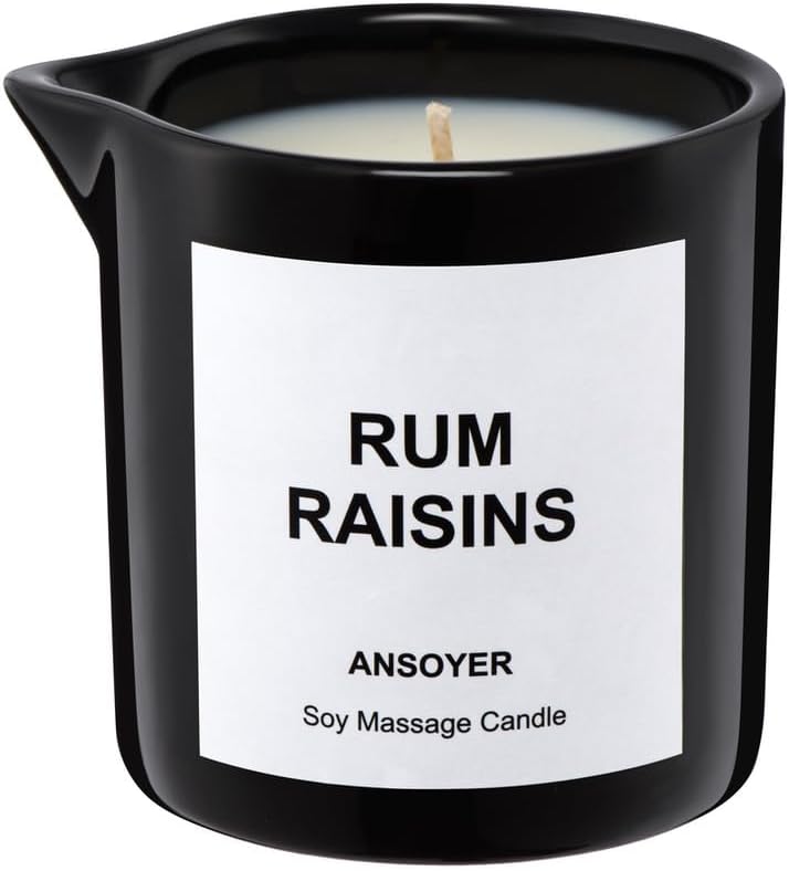 Massage Oil Candle for Men, Ultra Hydrating Body Care with Soybean Oil, Body Oil Candle, 8.1oz, Amazing Gift (Rum Raisins)