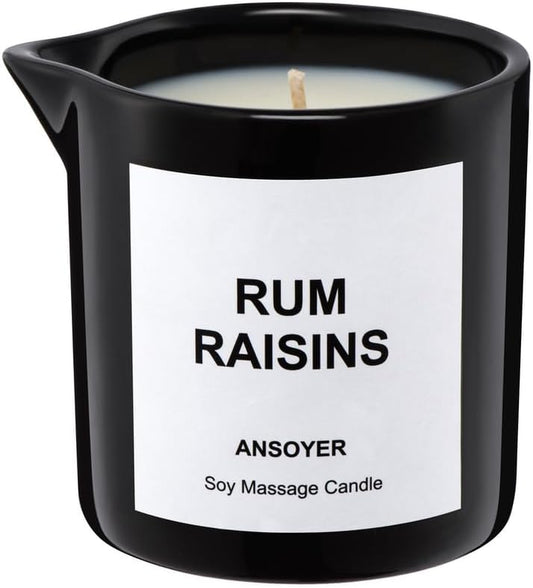 Massage Oil Candle for Men, Ultra Hydrating Body Care with Soybean Oil, Body Oil Candle, 8.1oz, Amazing Gift (Rum Raisins)