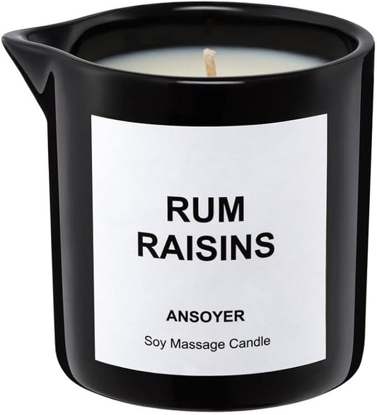 Massage Oil Candle for Men, Ultra Hydrating Body Care with Soybean Oil, Body Oil Candle, 8.1oz, Amazing Gift (Rum Raisins) - Bloomnest