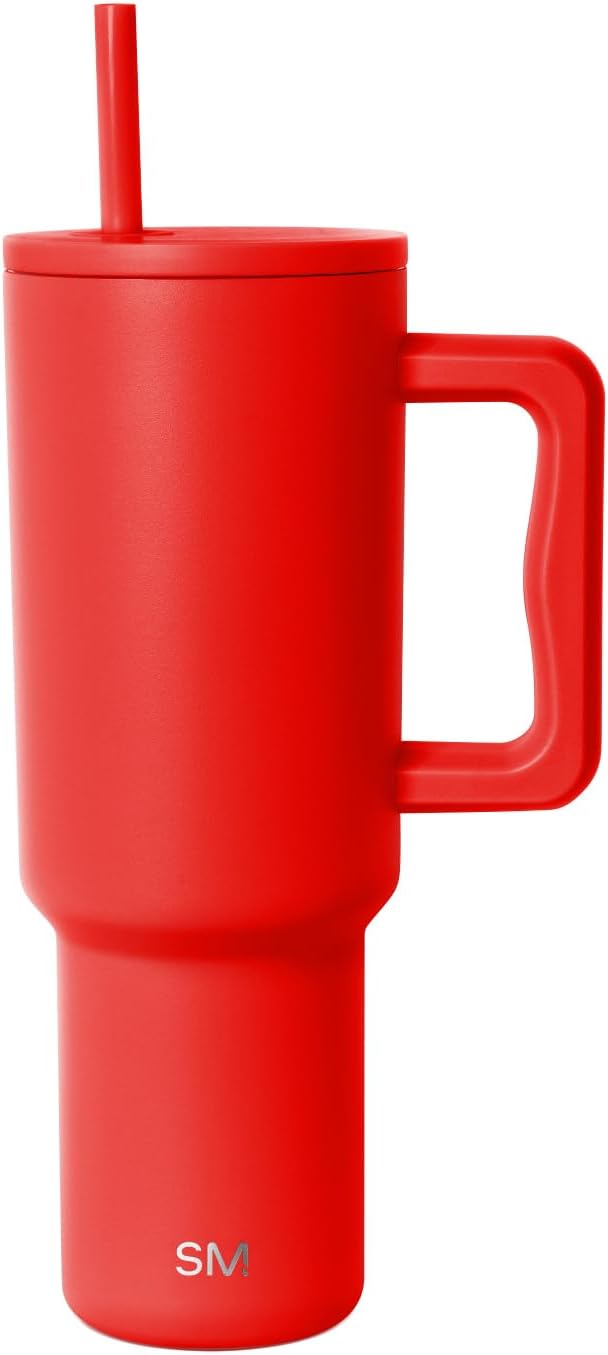 Simple Modern 40 oz Trek Tumbler with Handle and Straw Lid | Cup Holder Friendly Insulated Stainless Steel Travel Mug | Saffron SimpleModern