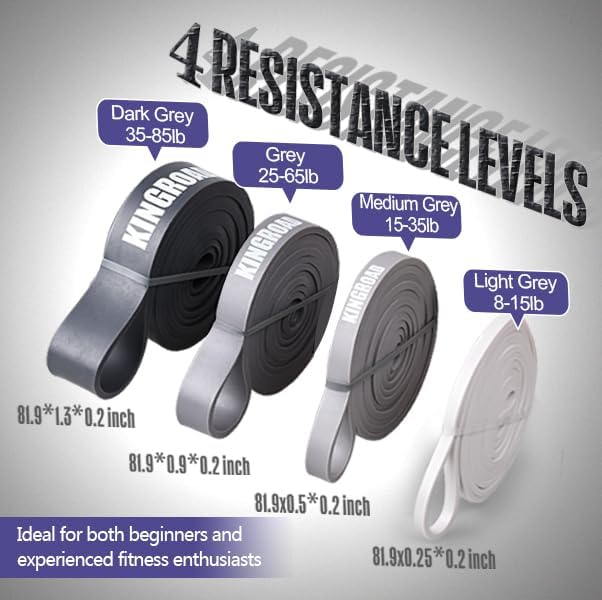 Resistance Band Pull Up Assistance Bands,Set of 5 Resistance Heavy Duty Exercise Stretch Fitness Bands for Stretching Power Lifting Workout Training with Instruction Guide - Bloomnest