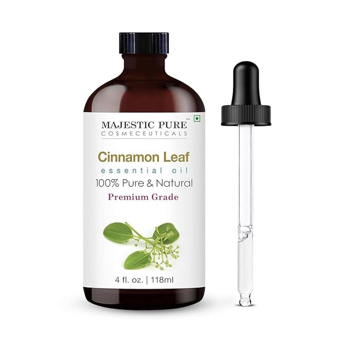 Majestic Pure Cinnamon Essential Oil with Glass Dropper - Huge 4 Fl Oz - 100% Pure and Natural Cinnamon Oil - Premium Grade Essential Oils for Diffuser, Aromatherapy, Soap and Candle Making - Bloomnest