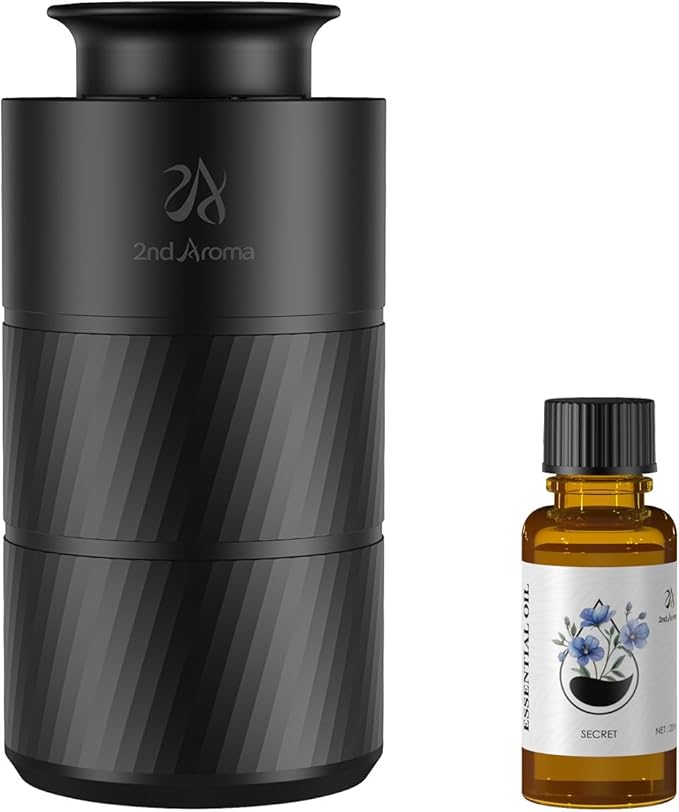 Waterless Car Oil Diffusers with 20ml Essential Oils, Aluminum USB Rechargeable Battery Powered Wireless Diffuser, 3 Timers 3 Mists Portable Aromatherapy Diffuser for Car Office Desk Room - Bloomnest