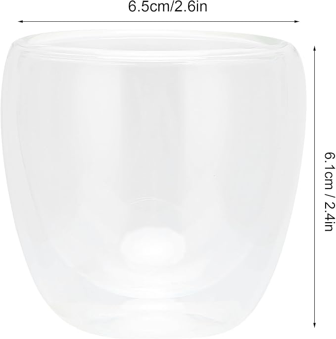 Glass Coffee Mugs Set of 6, 3OZ Insulated Double Wall Coffee Cups, good for Cappuccino, Latte, Americano, Tea Bag, Beverage,Glass Coffee Cups - Bloomnest