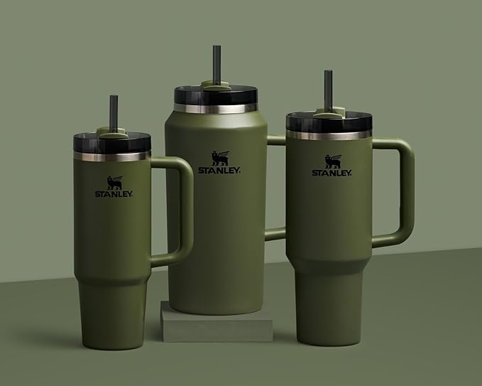 Stanley Quencher H2.0 Tumbler with Handle and Straw 30 oz | Flowstate 3-Position Lid | Cup Holder Compatible for Travel | Insulated Stainless Steel Cup | BPA-Free | Dried Pine