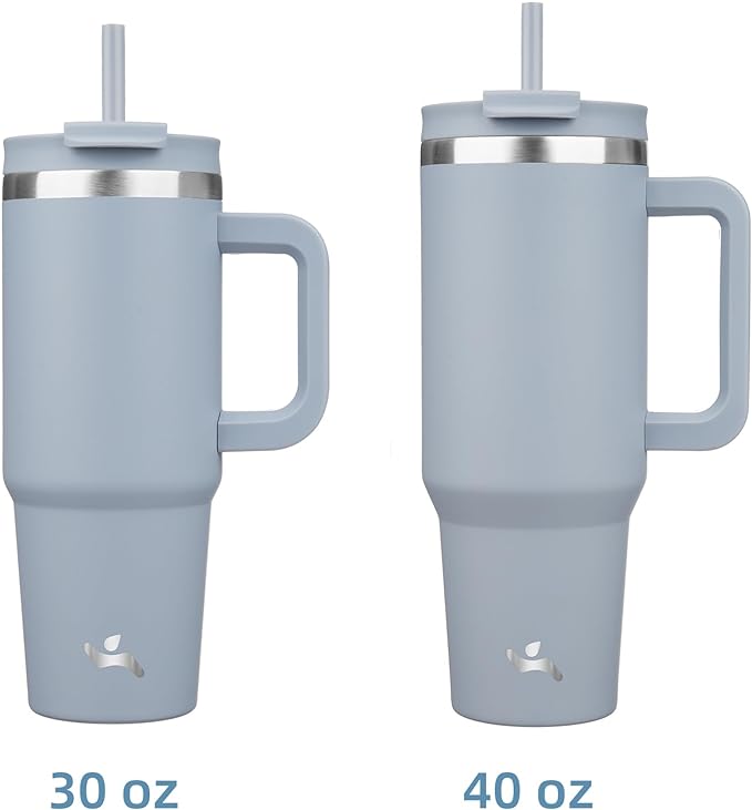 40 oz Tumbler with Handle and 2 Straws,2 in 1 Lid Insulated Water Bottle Stainless Steel Travel Coffee Mug,Lavender - Bloomnest