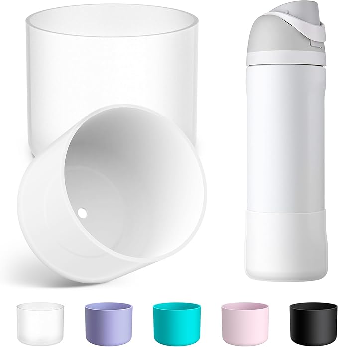 2PCS Silicone Water Bottle Boot for Owala 24oz 32oz 40oz, Anti-Slip Protective Sleeve Bottom Bumper Protector for FreeSip, Twist, and Flip Stainless Steel Water Bottles Alwenid
