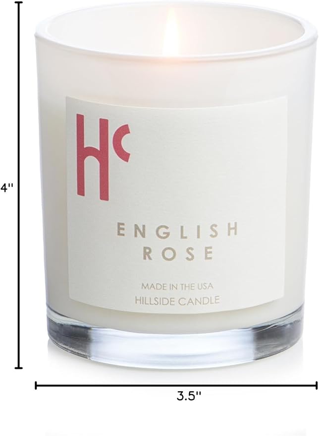 English Rose Single Wick Soy Candles, Luxury Scented Candles for Home - Up to 60 Hour Burn Time, Cruelty-Free Soy Wax Blend - Floral Rose & Jasmine Fragrance (9 oz) - Bloomnest