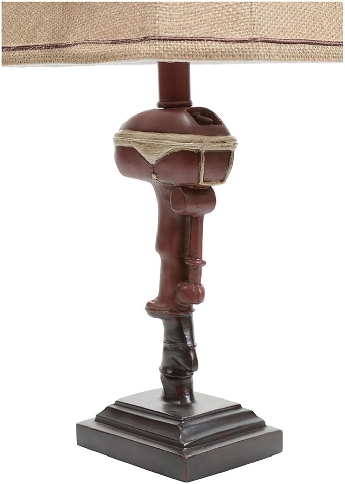 BLACK FOREST DECOR Outboard Accent Table Lamp – Rustic Boat Motor Fishing Lamp with Linen Shade – 11" W x 8.2" D x 20" H - Bloomnest